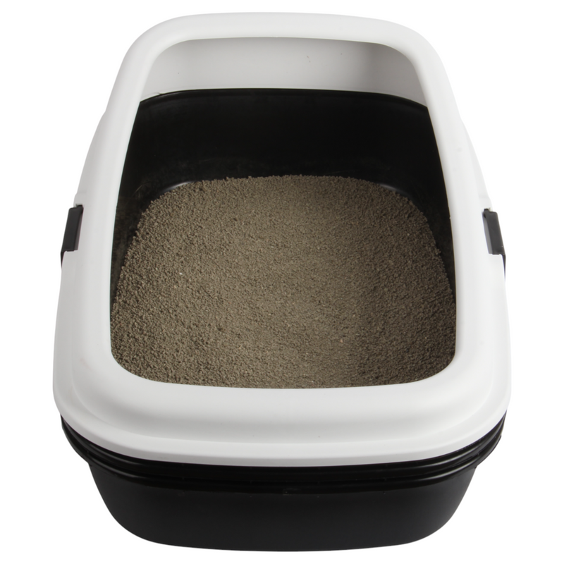 Cat Litter Tray with Sieve. Sifting Litter Box. (Black & White)