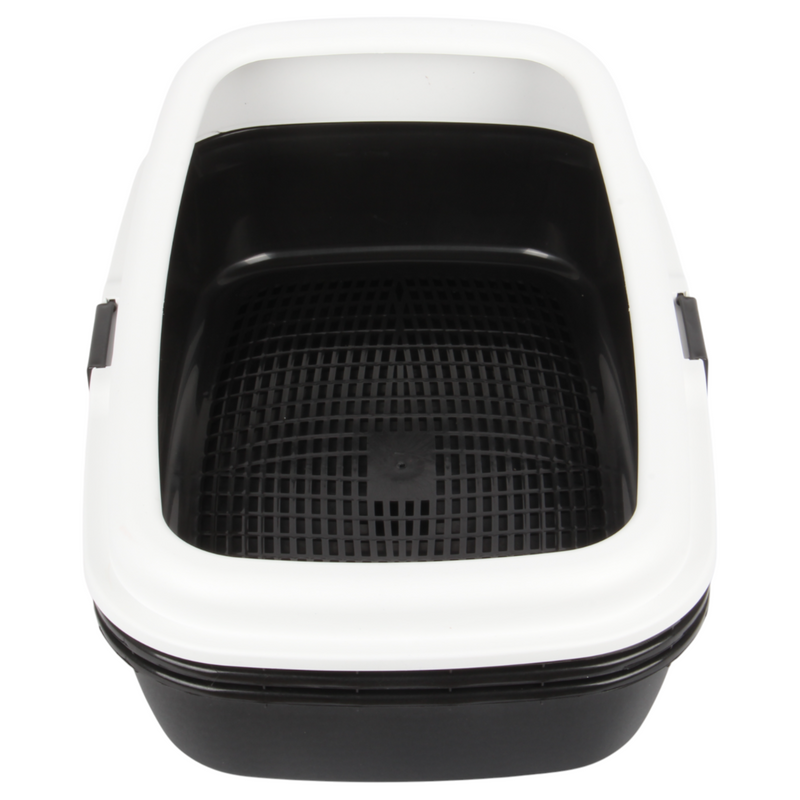 Cat Litter Tray with Sieve. Sifting Litter Box. (Black & White)