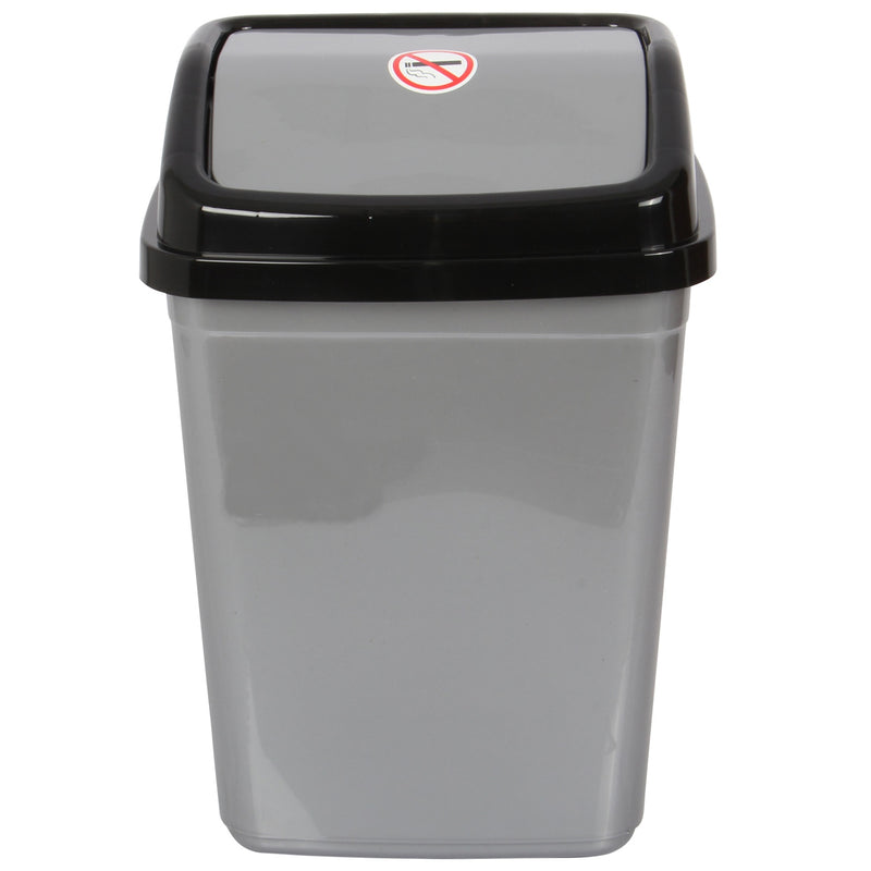 10 Liter Swing Bin Lidded Dustbin. Plastic Rubbish Waste Bin. (Silver)