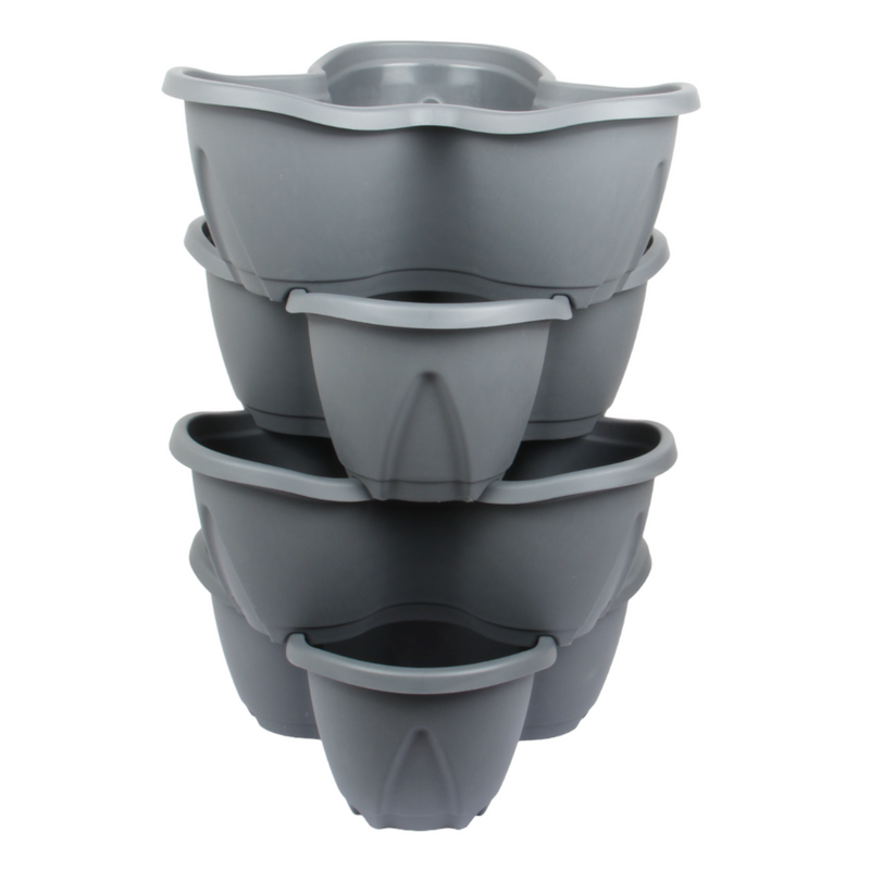 Stacking Garden Flower Tower Pot. Strawberry Planter Trio. (3x4 Pocket)