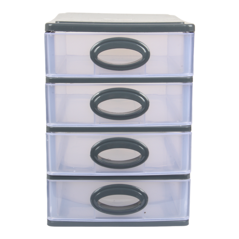 4 Tier Drawer Storage Unit. Transparent Desktop Drawer.