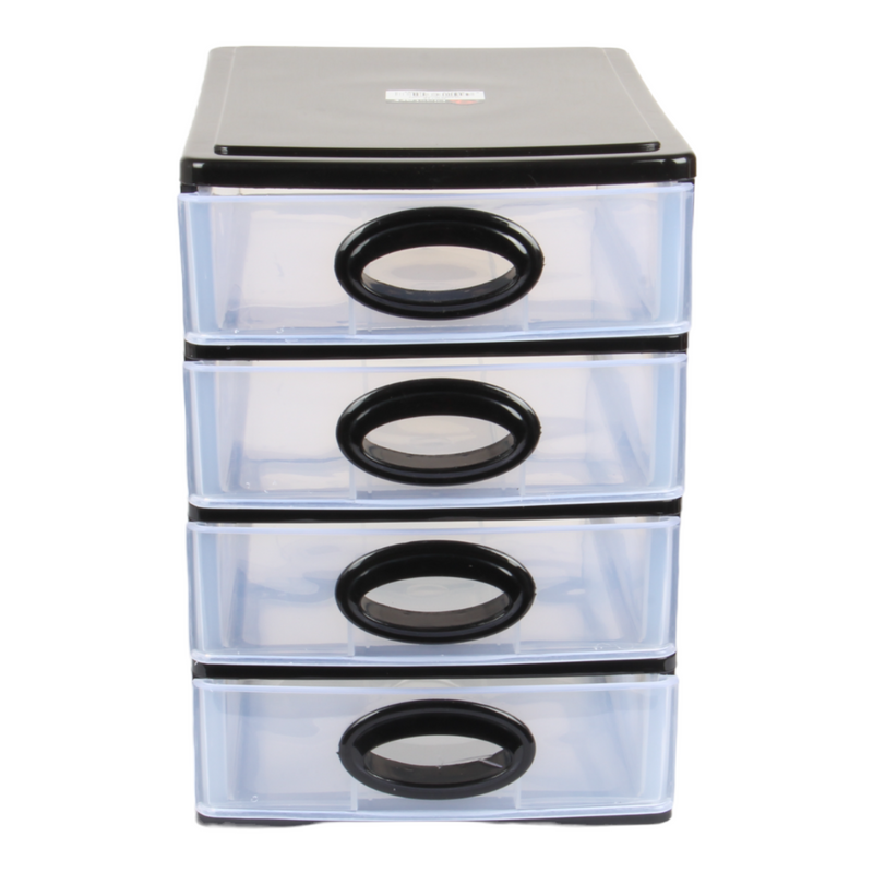4 Tier Drawer Storage Unit. Transparent Desktop Drawer.
