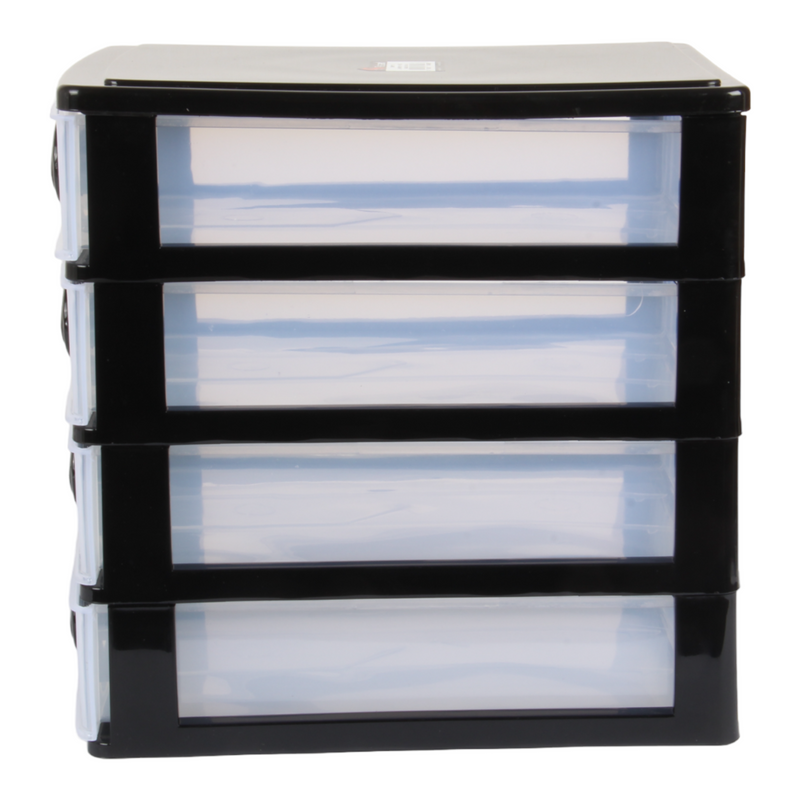 4 Tier Drawer Storage Unit. Transparent Desktop Drawer.