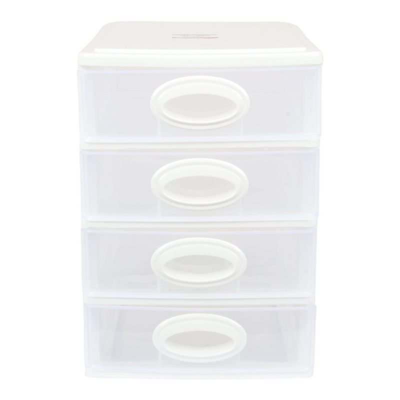 4 Tier Drawer Storage Unit. Transparent Desktop Drawer.
