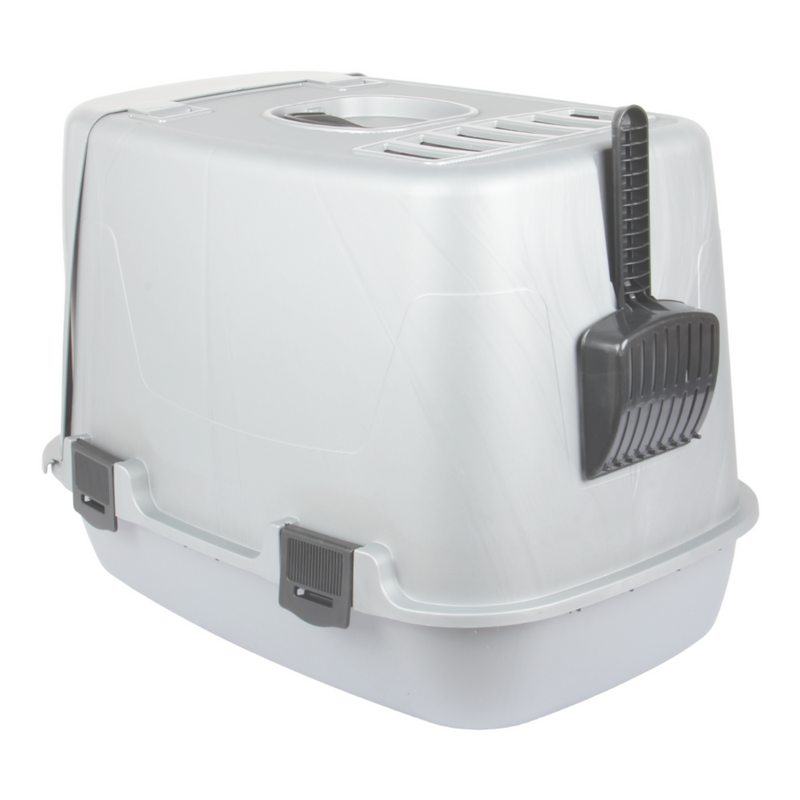 Pet Hooded Litter Tray Box with Scoop. Carbon Filter Litter Box.