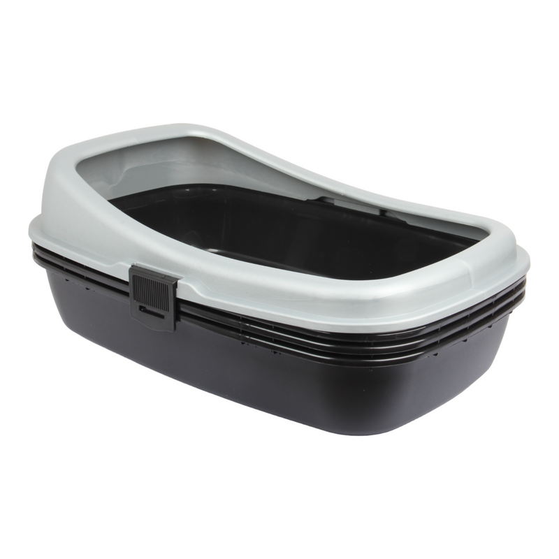 Cat Litter Tray with Sieve. Sifting Litter Box. (Black & Grey)