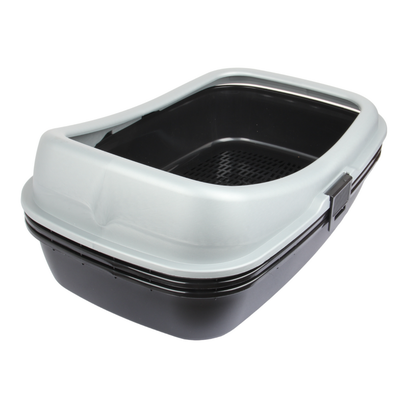 Cat Litter Tray with Sieve. Sifting Litter Box. (Black & Grey)