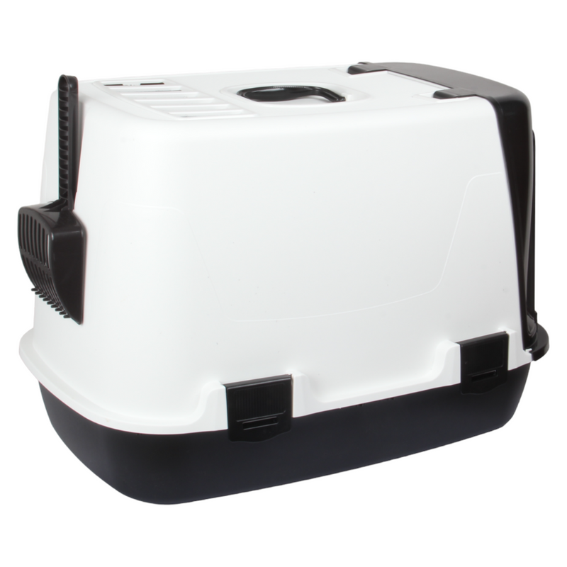 Pet Hooded Litter Tray Box with Scoop. Carbon Filter Litter Box.