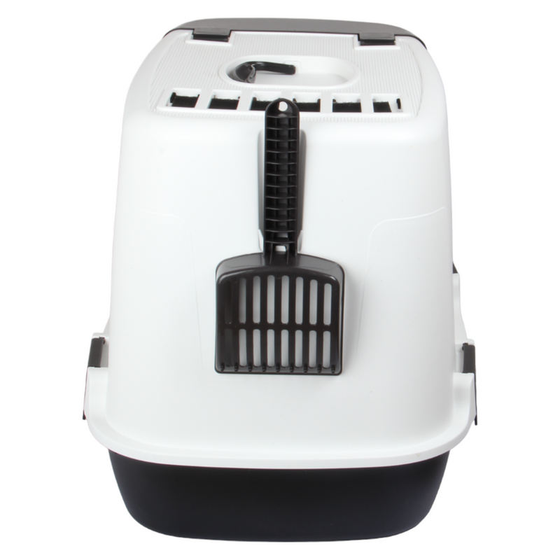 Pet Hooded Litter Tray Box with Scoop. Carbon Filter Litter Box.