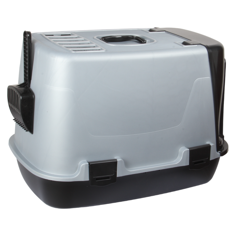 Pet Hooded Litter Tray Box with Scoop. Carbon Filter Litter Box.