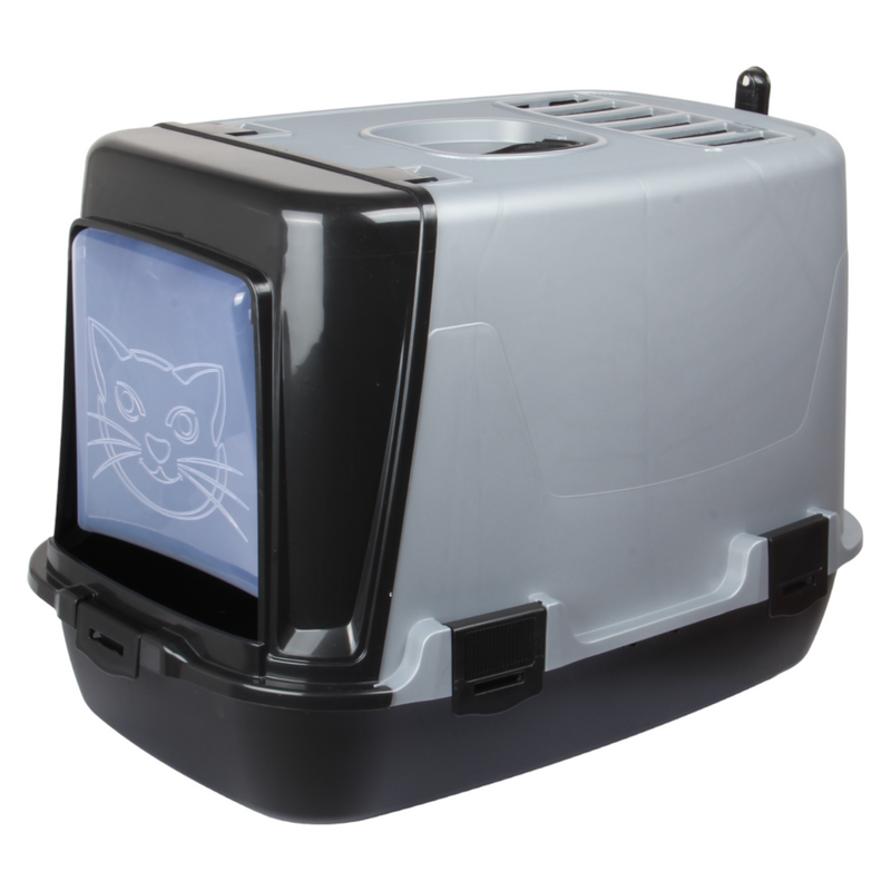 Pet Hooded Litter Tray Box with Scoop. Carbon Filter Litter Box.