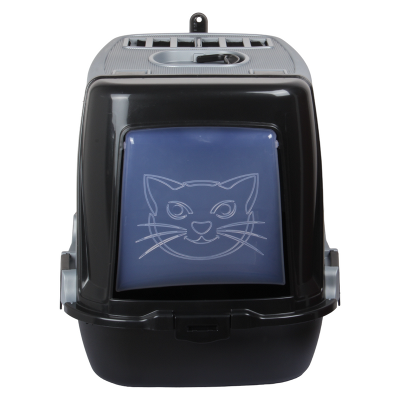 Pet Hooded Litter Tray Box with Scoop. Carbon Filter Litter Box.