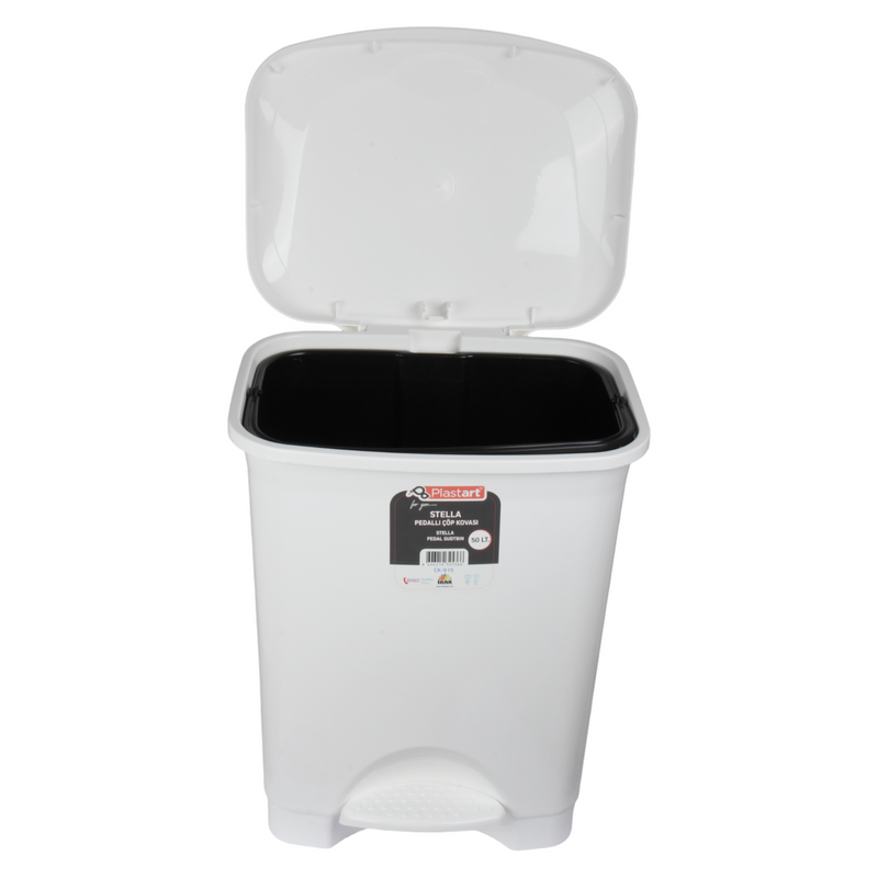 50L Plastic Kitchen Pedal Bin with INNER Bucket. Foot Recycling Dustbin.