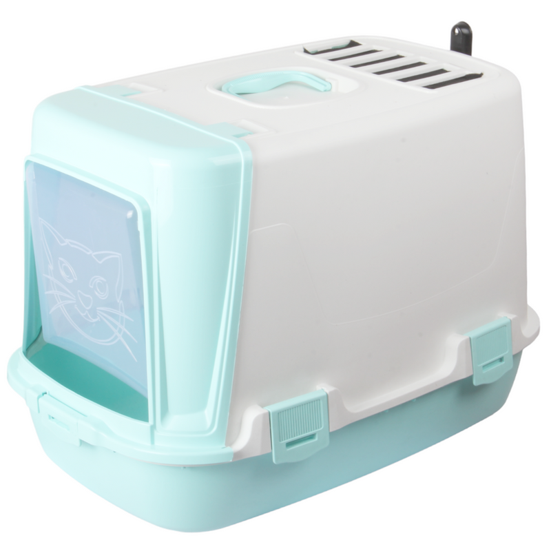 Pet Hooded Litter Tray Box with Scoop. Carbon Filter Litter Box.