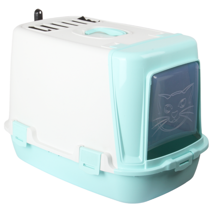 Pet Hooded Litter Tray Box with Scoop. Carbon Filter Litter Box.