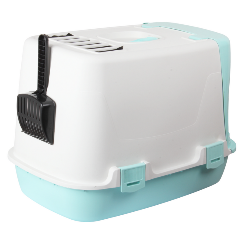 Pet Hooded Litter Tray Box with Scoop. Carbon Filter Litter Box.