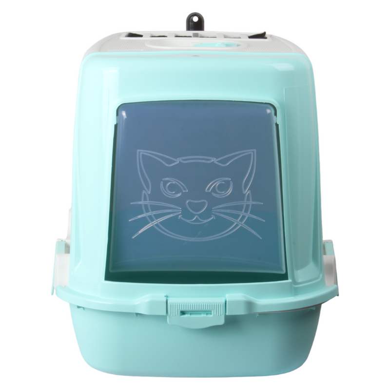 Pet Hooded Litter Tray Box with Scoop. Carbon Filter Litter Box.