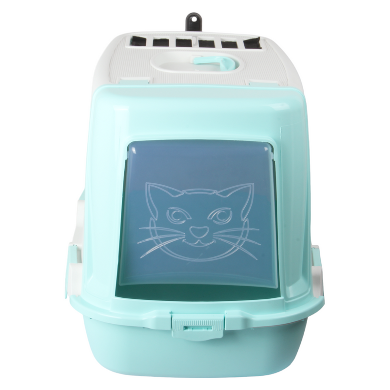 Pet Hooded Litter Tray Box with Scoop. Carbon Filter Litter Box.