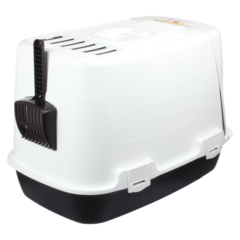 Pet Hooded Litter Tray Box with Scoop. Carbon Filter Litter Box.