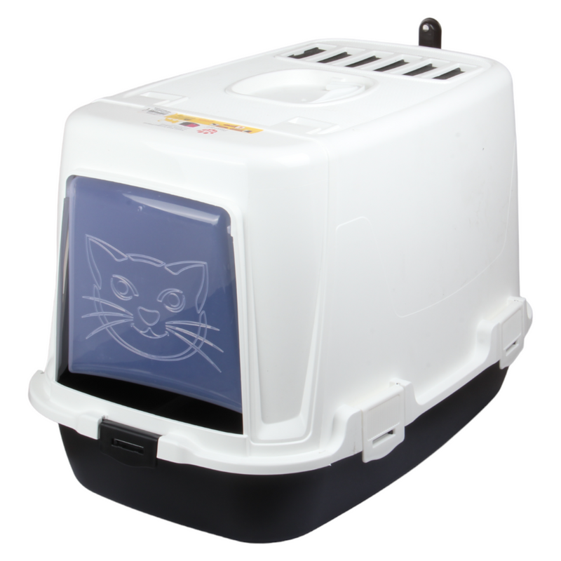 Pet Hooded Litter Tray Box with Scoop. Carbon Filter Litter Box.