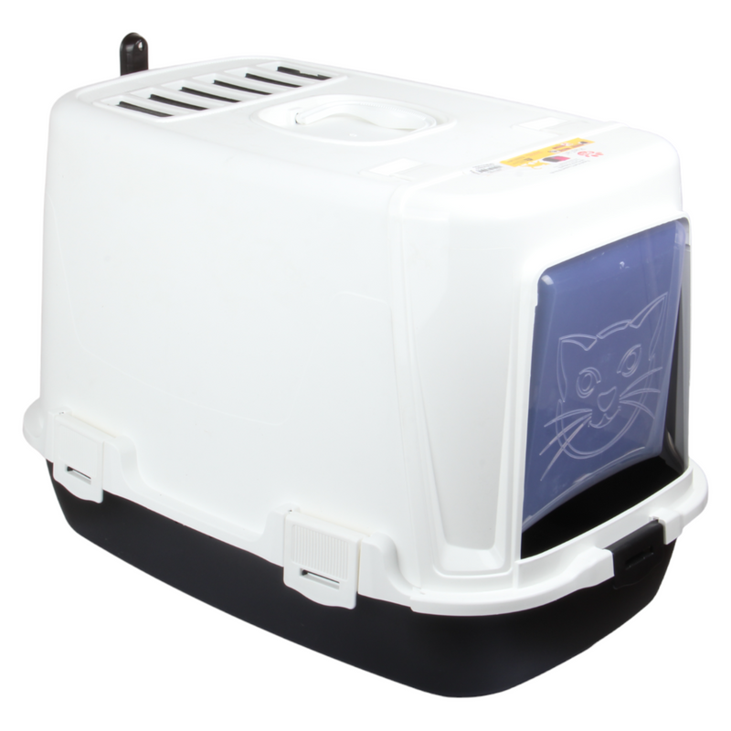 Pet Hooded Litter Tray Box with Scoop. Carbon Filter Litter Box.