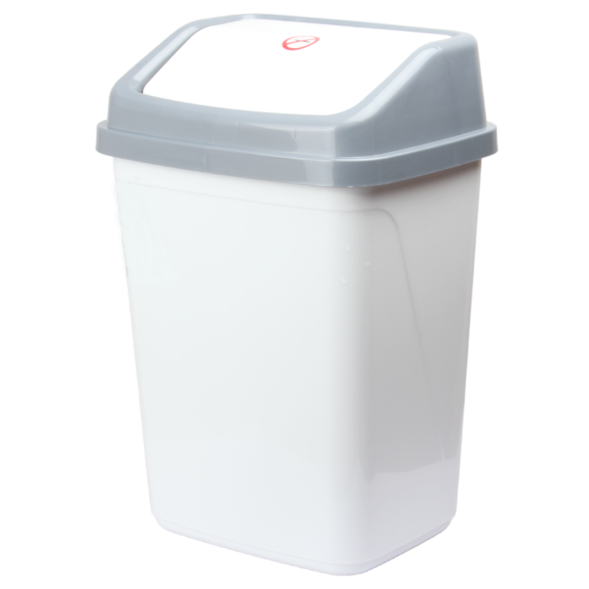 10 Liter Swing Bin Lidded Dustbin. Plastic Rubbish Waste Bin. (White ...