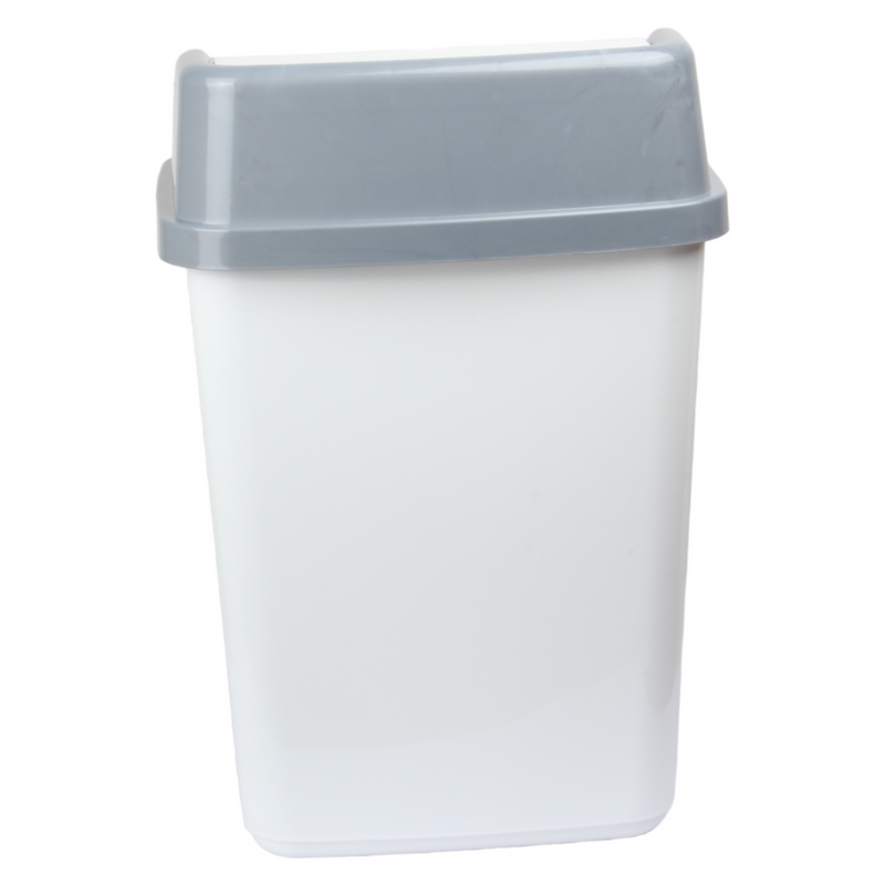 10 Liter Swing Bin Lidded Dustbin. Plastic Rubbish Waste Bin. (White)