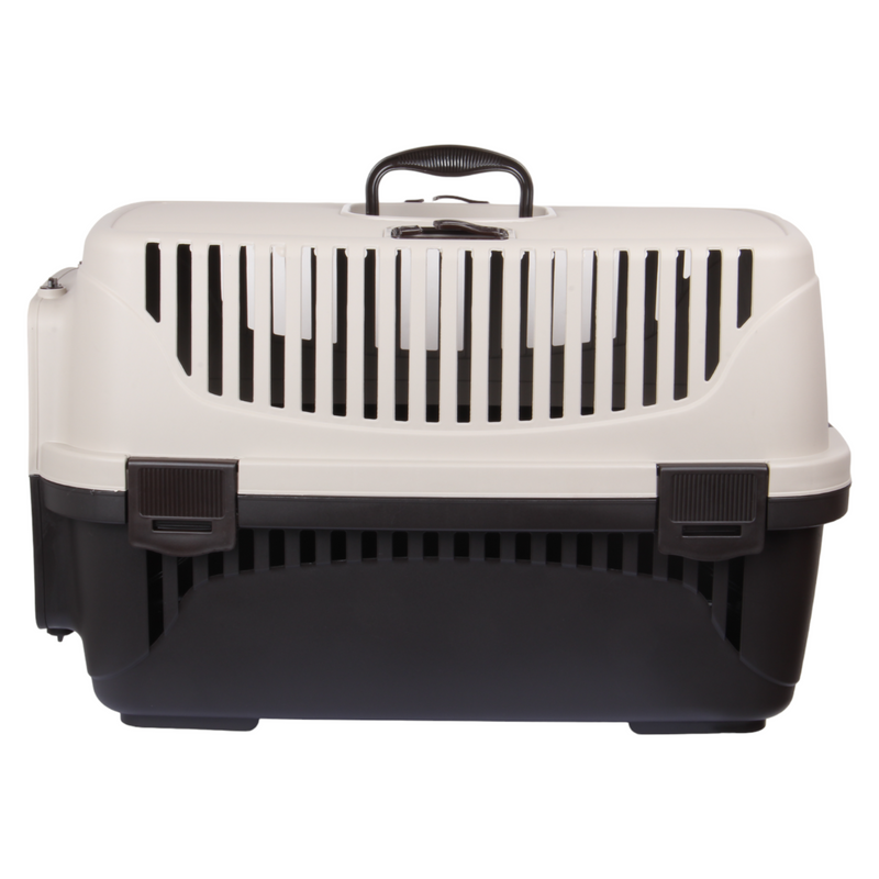 Plastic Pet Carrier. Pet Carrying Case. (Beige & Brown)
