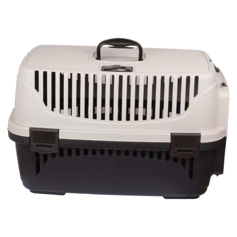 Plastic Pet Carrier. Pet Carrying Case. (Beige & Brown)