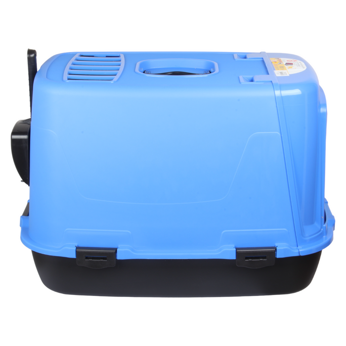 Pet Hooded Litter Tray Box with Scoop. Carbon Filter Litter Box. Blue.