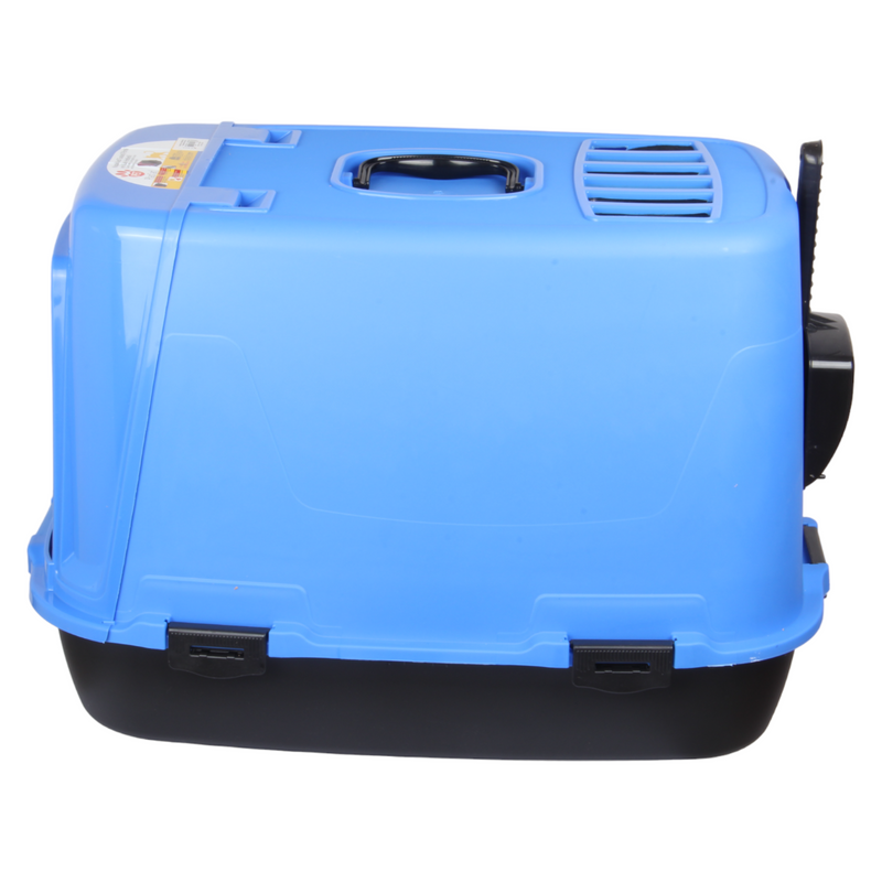 Pet Hooded Litter Tray Box with Scoop. Carbon Filter Litter Box. Blue.