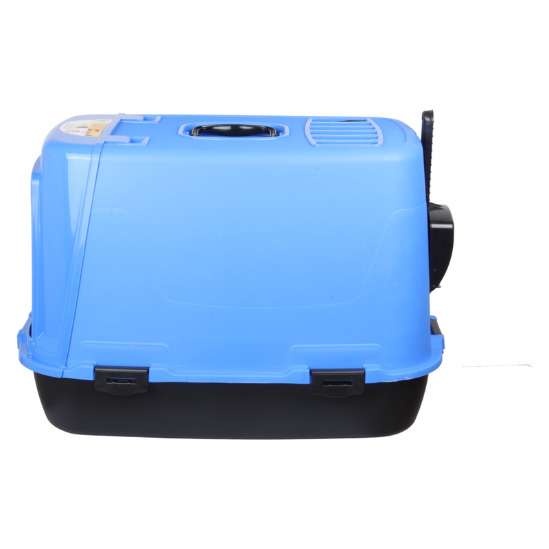 Pet Hooded Litter Tray Box with Scoop. Carbon Filter Litter Box. Blue.
