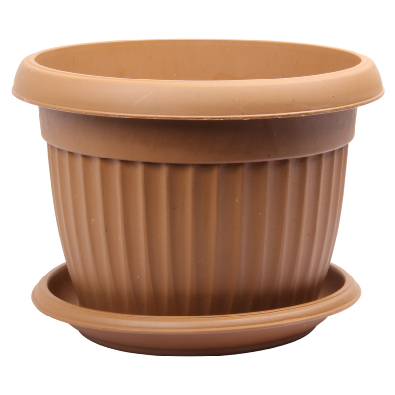 Flower Plant Pot with Saucer. Round Plastic Garden Planters. Indoor & Outdoor.