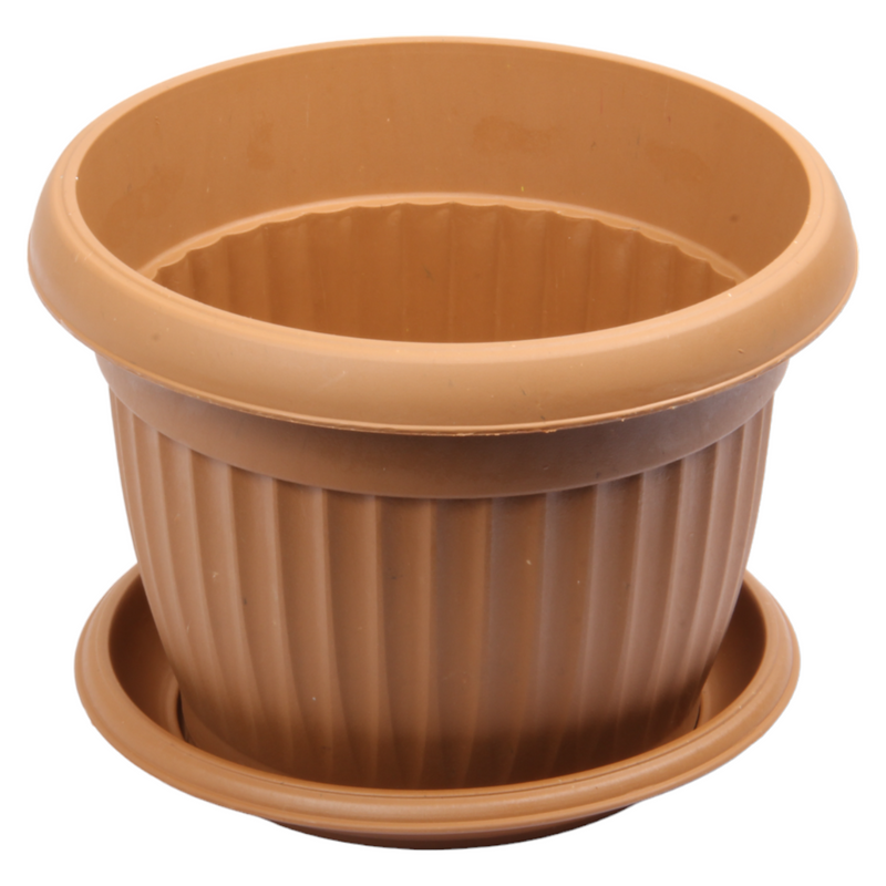 Flower Plant Pot with Saucer. Round Plastic Garden Planters. Indoor & Outdoor.