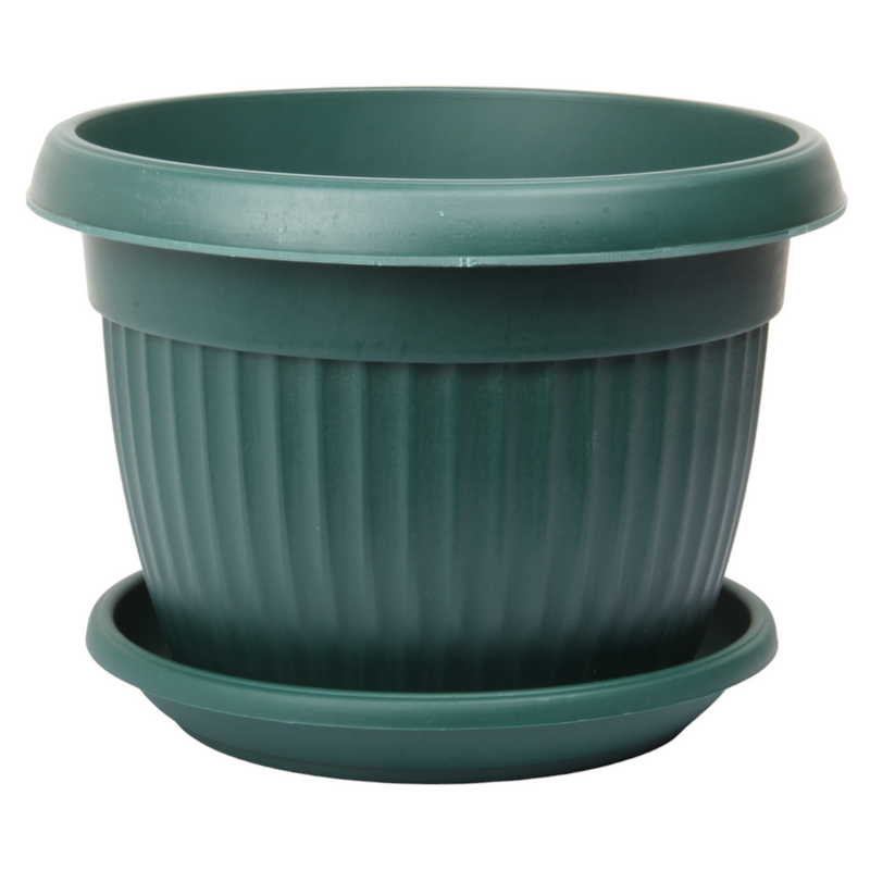 Flower Plant Pot with Saucer. Round Plastic Garden Planters. Indoor & Outdoor.