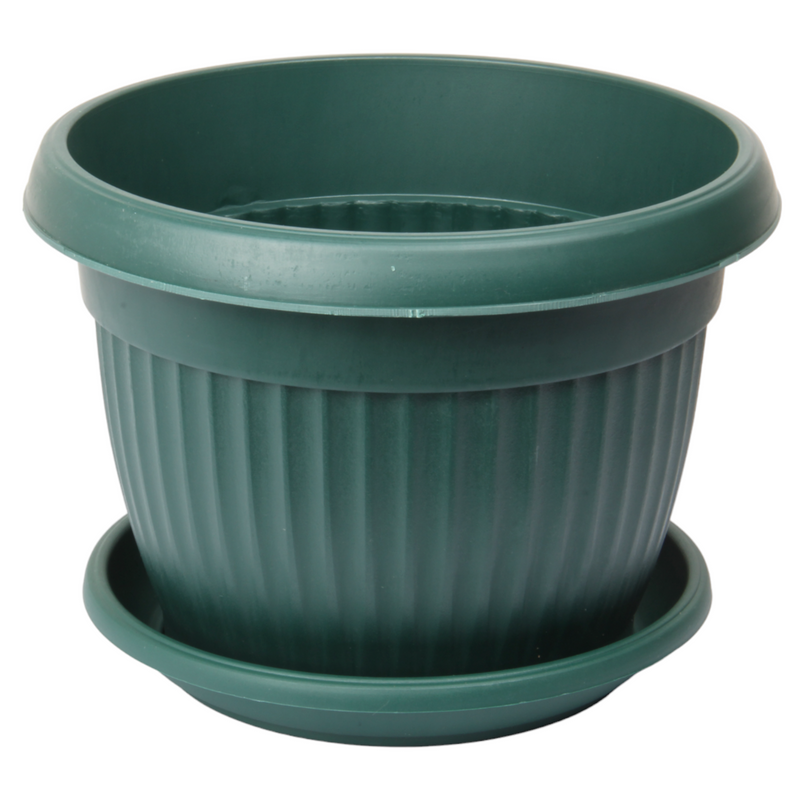 Flower Plant Pot with Saucer. Round Plastic Garden Planters. Indoor & Outdoor.