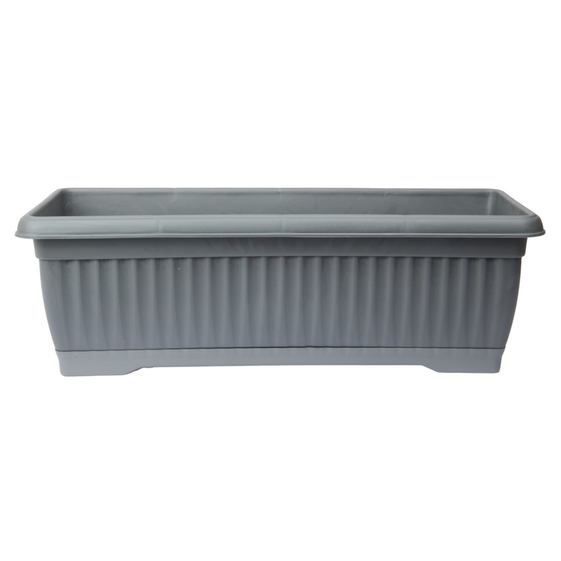 Rectangular Flower Pot with Drip Tray. (51cm) Garden Flower Planter Box. (Grey)