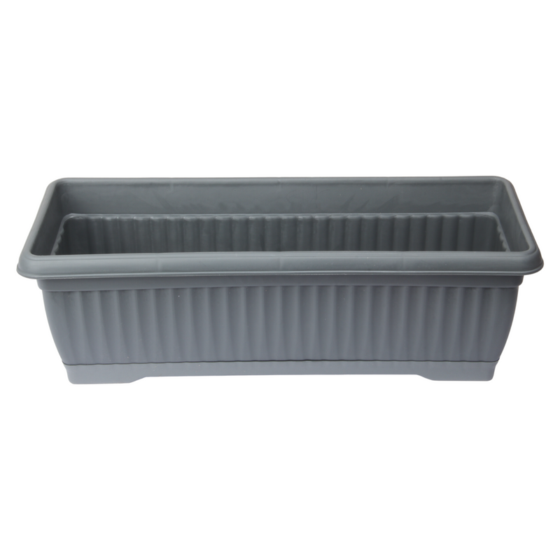 Rectangular Flower Pot with Drip Tray. (51cm) Garden Flower Planter Box. (Grey)