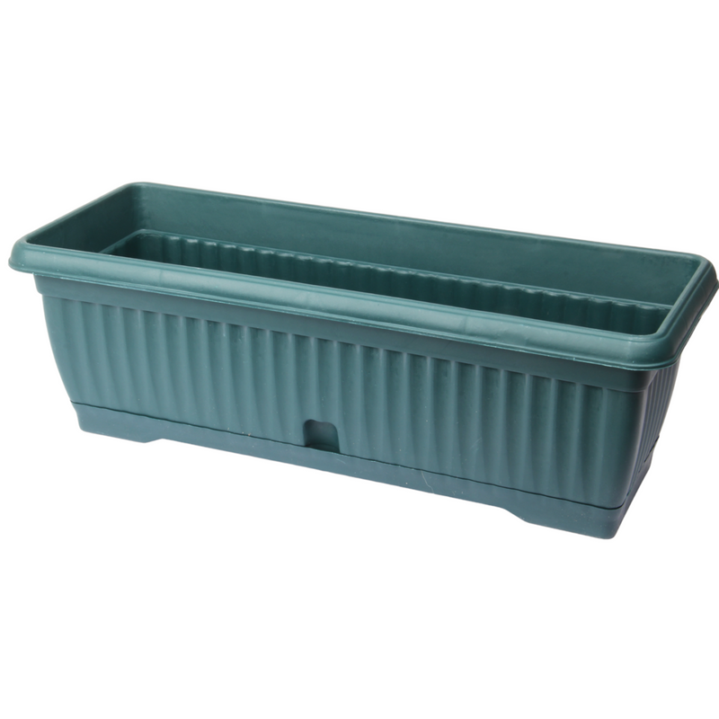 Rectangular Flower Pot with Drip Tray. (51cm) Garden Flower Planter Box. (Green)