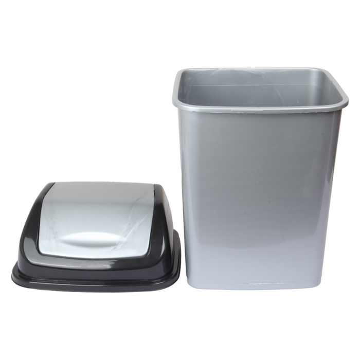 18 Litre Plastic Swing Lid Bin. Rectangular Waste Bin. (Silver) — All ...