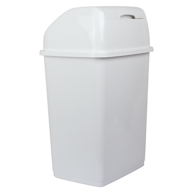 26L Waste Bin. Swing Lid Bin. Strong Plastic Recycling Rubbish Bin. (White)