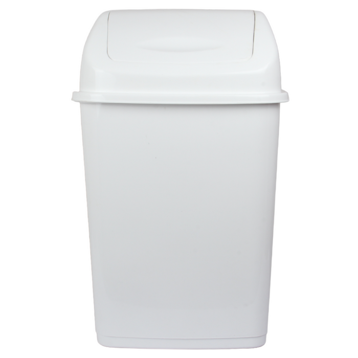 26L Waste Bin. Swing Lid Bin. Strong Plastic Recycling Rubbish Bin. (White)