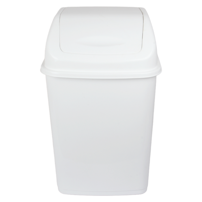 26L Waste Bin. Swing Lid Bin. Strong Plastic Recycling Rubbish Bin. (White)