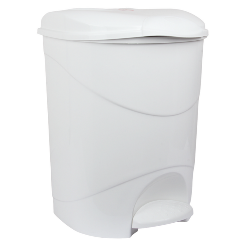 19L Round Kitchen Pedal Bin with Inner Bucket. Foot Operated Waste Bin. (White)