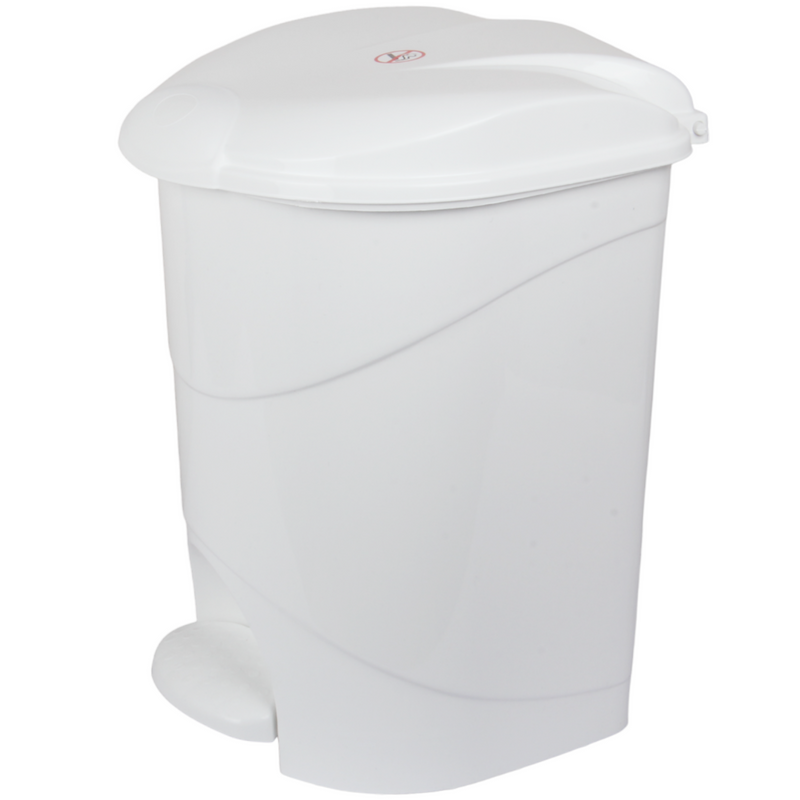 19L Round Kitchen Pedal Bin with Inner Bucket. Foot Operated Waste Bin. (White)