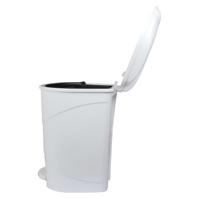 19L Round Kitchen Pedal Bin with Inner Bucket. Foot Operated Waste Bin. (White)