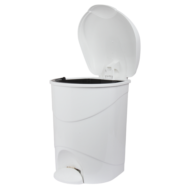 19L Round Kitchen Pedal Bin with Inner Bucket. Foot Operated Waste Bin. (White)