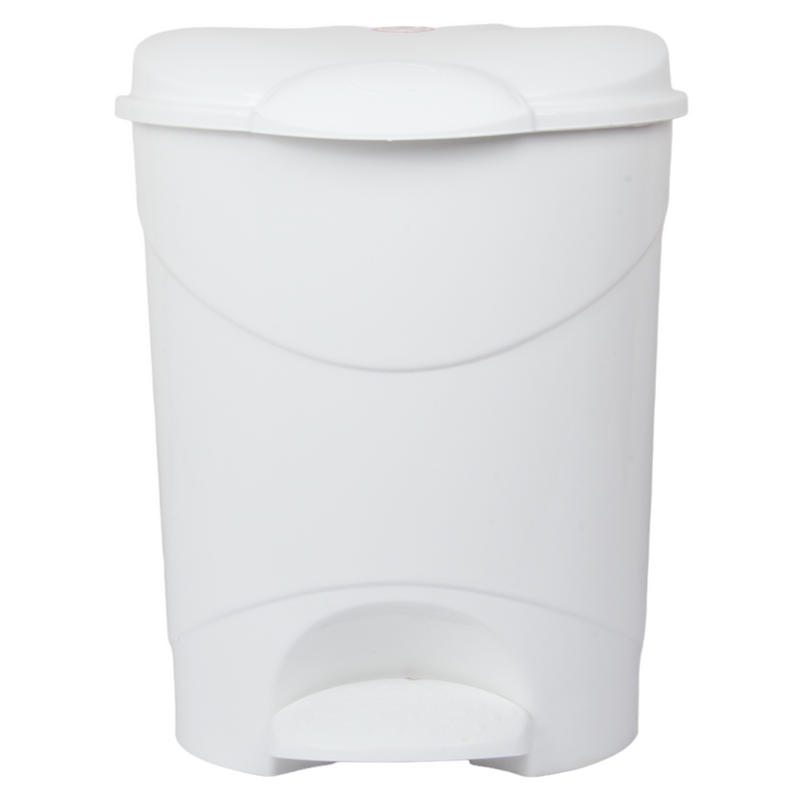 12L Round Kitchen Pedal Bin with Inner Bucket. Foot Operate Waste Bin. (White)