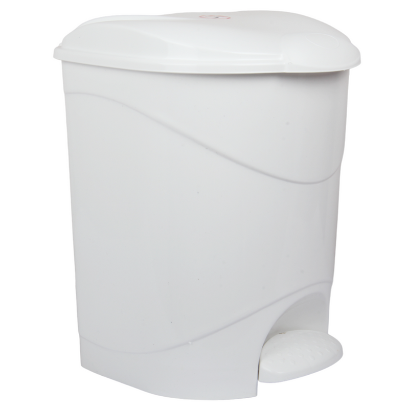 12L Round Kitchen Pedal Bin with Inner Bucket. Foot Operate Waste Bin. (White)