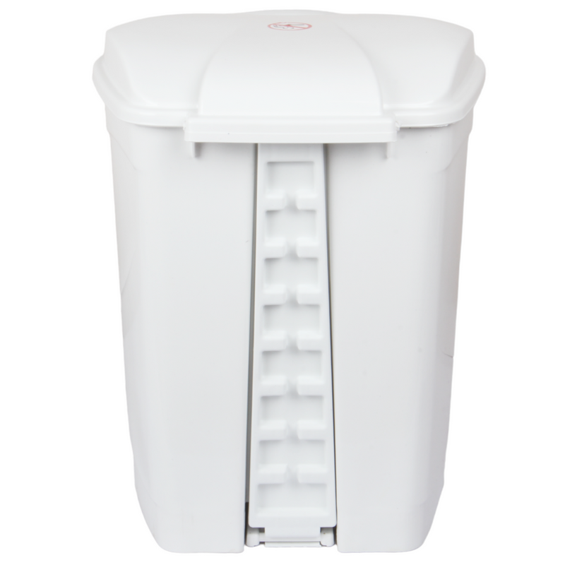 12L Round Kitchen Pedal Bin with Inner Bucket. Foot Operate Waste Bin. (White)